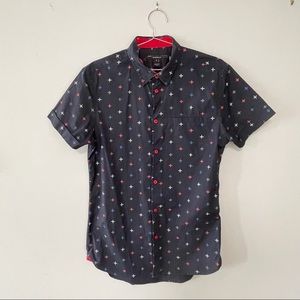 Marc by Marc Jacobs short sleeve button up shirt navy with star / cross pattern